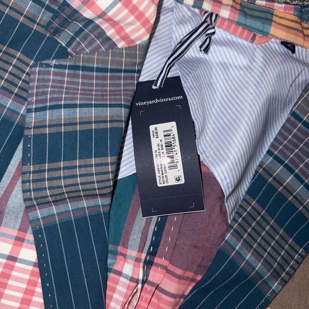 Vineyard Vines Multicolor Plaid Blazer Jacket boys Madras Blazer size 18 - Picture 4 of 9